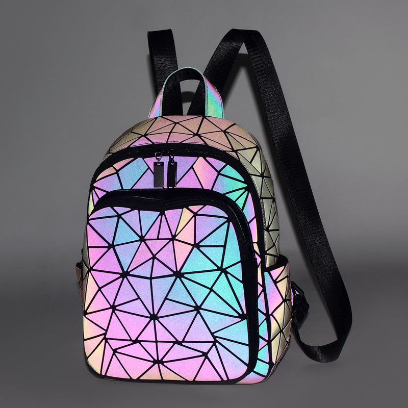 Women's Laser Rhombic Geometry Schoolbag