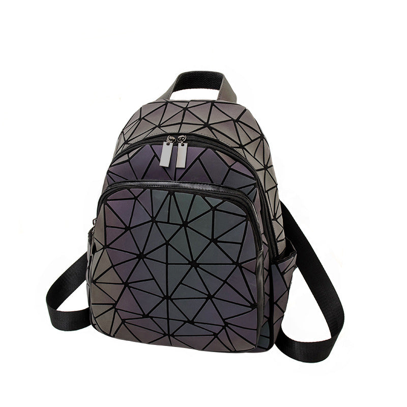 Women's Laser Rhombic Geometry Schoolbag