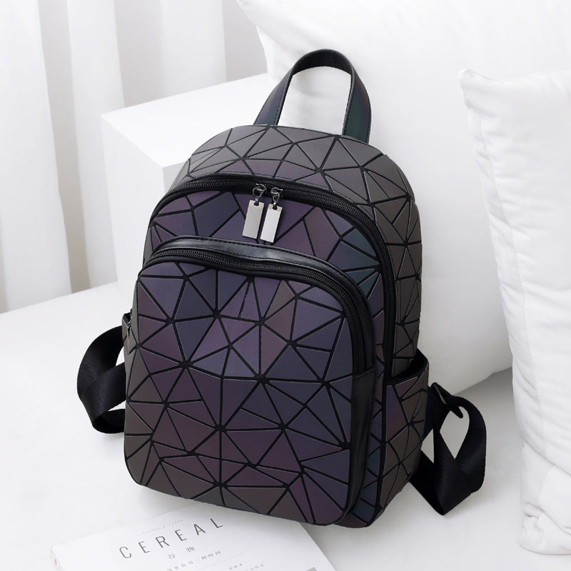 Women's Laser Rhombic Geometry Schoolbag