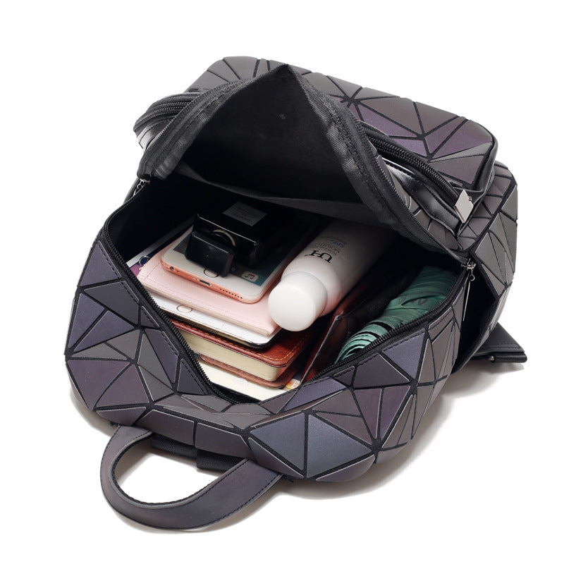 Women's Laser Rhombic Geometry Schoolbag