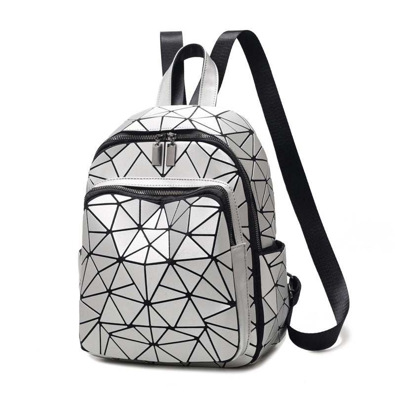 Women's Laser Rhombic Geometry Schoolbag