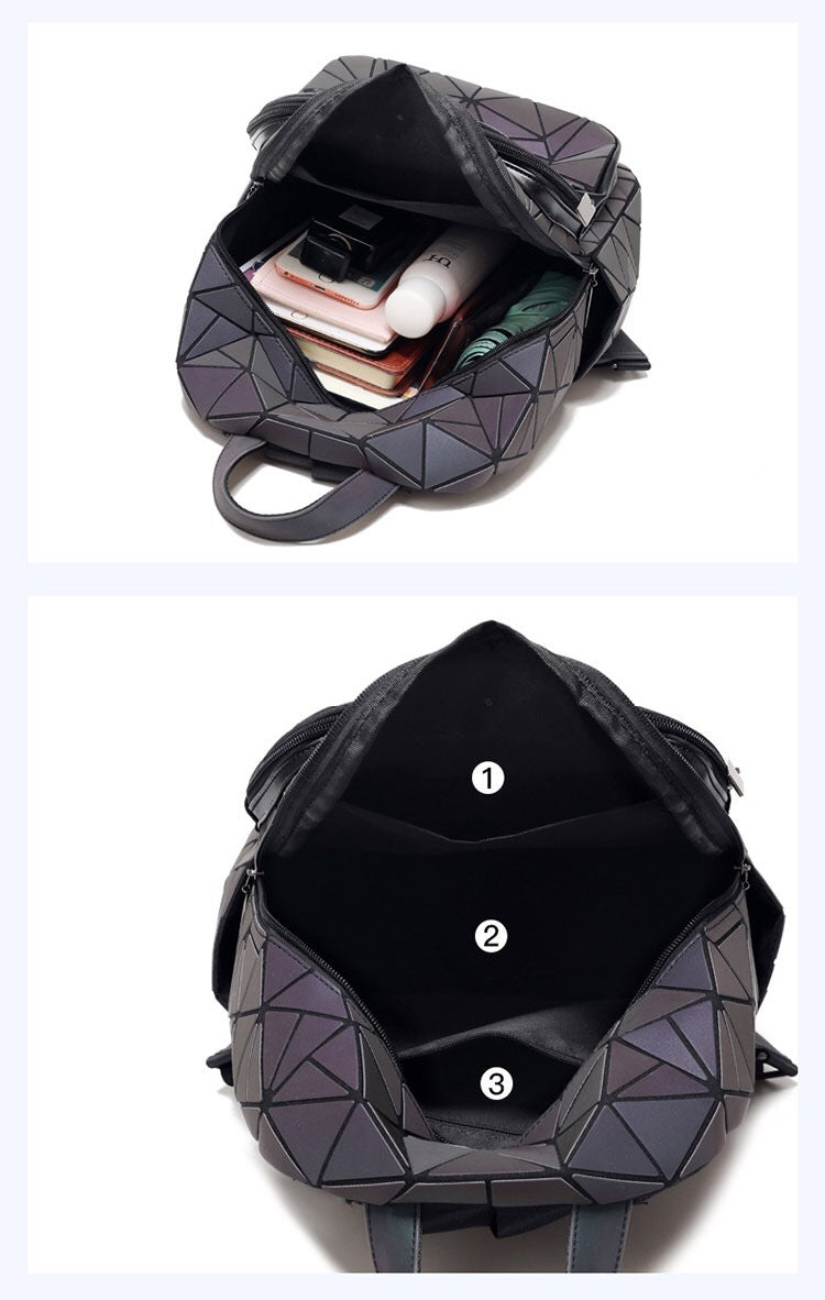 Women's Laser Rhombic Geometry Schoolbag